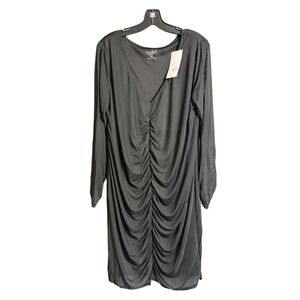 Isabel Maternity Black Large Ruched Dress NWT Holiday Party Q6